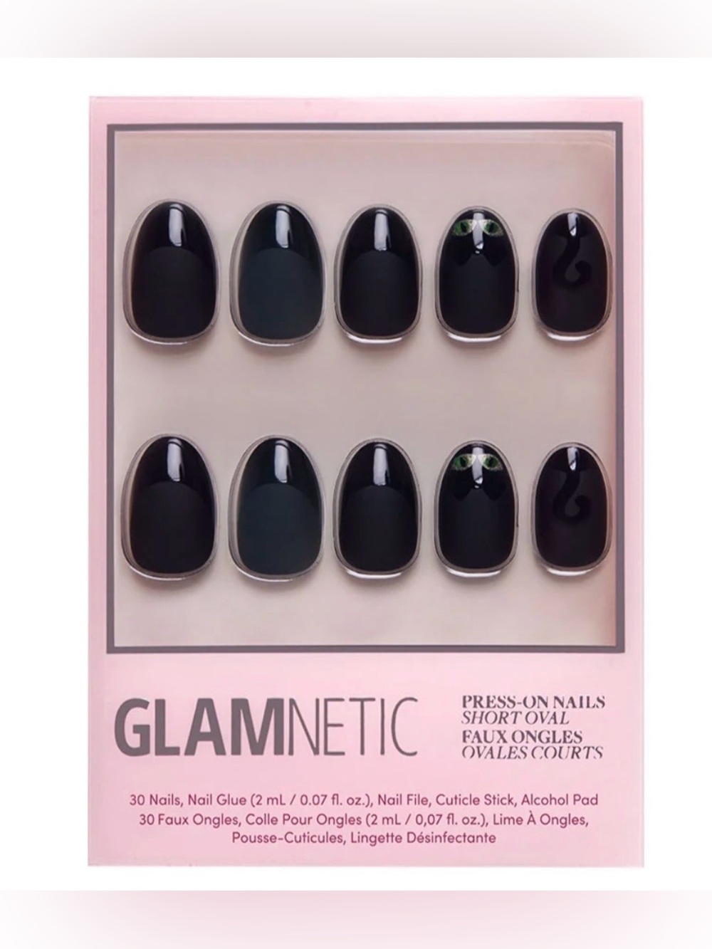 Glamnetic Halloween Press On Nails Short Oval NINE LIVES NIB